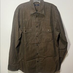 Zegna Sport Men’s Stone Washed Brown Snap Button-up Shirt